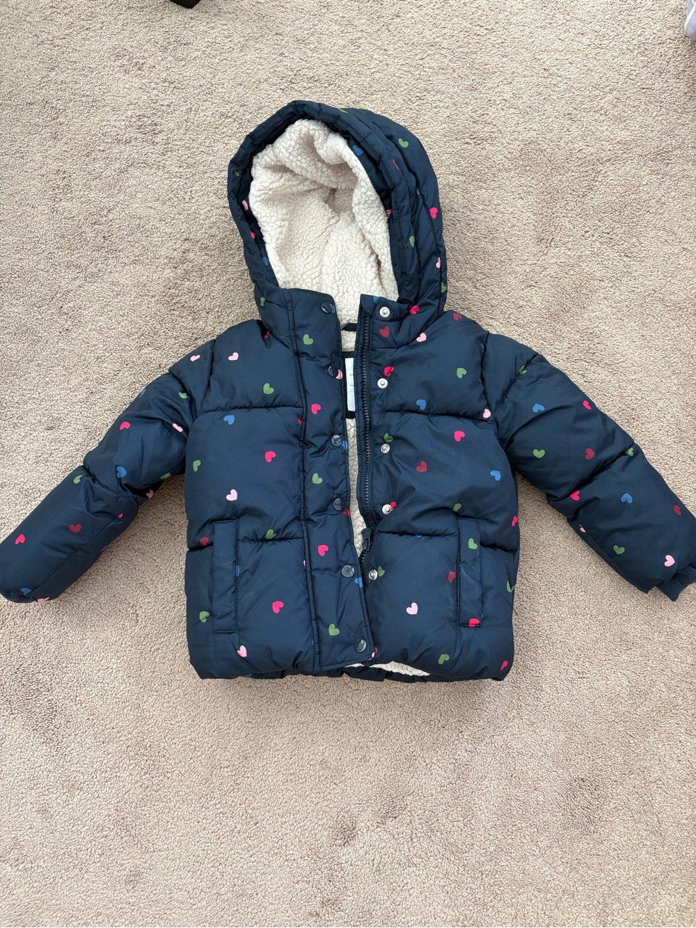 GAP Baby Navy and Cream Sherpa-Lined Jacket